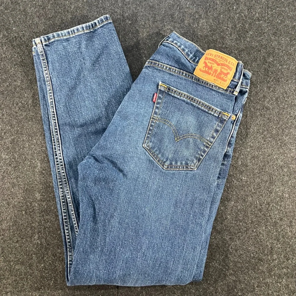 Levi's 505 Jeans Mens 34x34 Blue Regular Fit Straight Leg Denim Workwear Pants